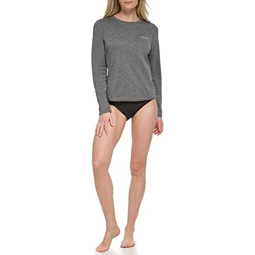 calvin klein womens lifestyle upf top,grey heather,extra large