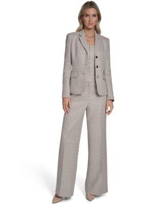 calvin klein womens novelty 3 button jacket zip front novelty vest novelty wide leg pants