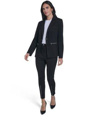 calvin klein womens ponte slim leg pant ponte one button jacket