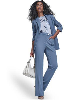 calvin klein womens scuba crepe one button jacket crepe pants printed sleeveless charm top