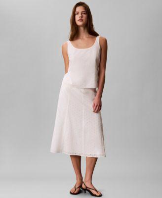 calvin klein womens sleeveless scoop neck classic fit top classic fit pull on midi skirt