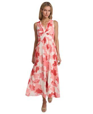 calvin klein womens sleeveless twist front dress