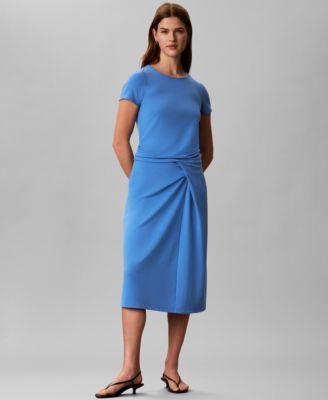 calvin klein womens slim fit crew neck t shirt slim fit midi skirt