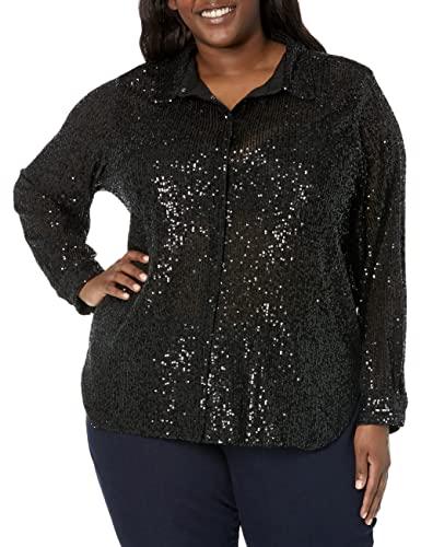calvin klein womens sportswear blouse,black,2x
