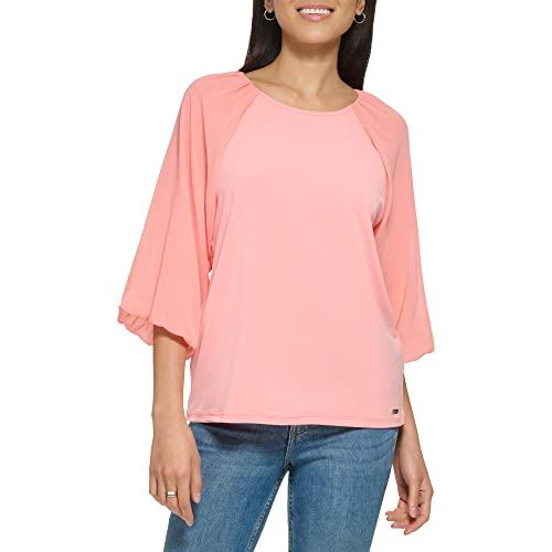 calvin klein womens sportswear blouse,peach,xs