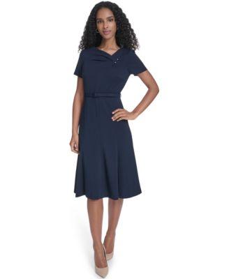 calvin klein womens square neck midi dress