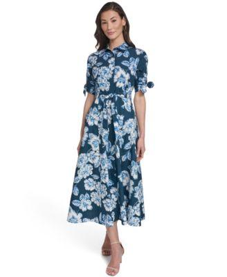 calvin klein womens tie sleeve collared dress