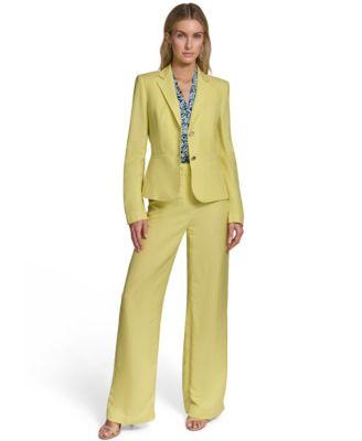 calvin klein womens two button notch lapel blazer mid rise wide leg pants