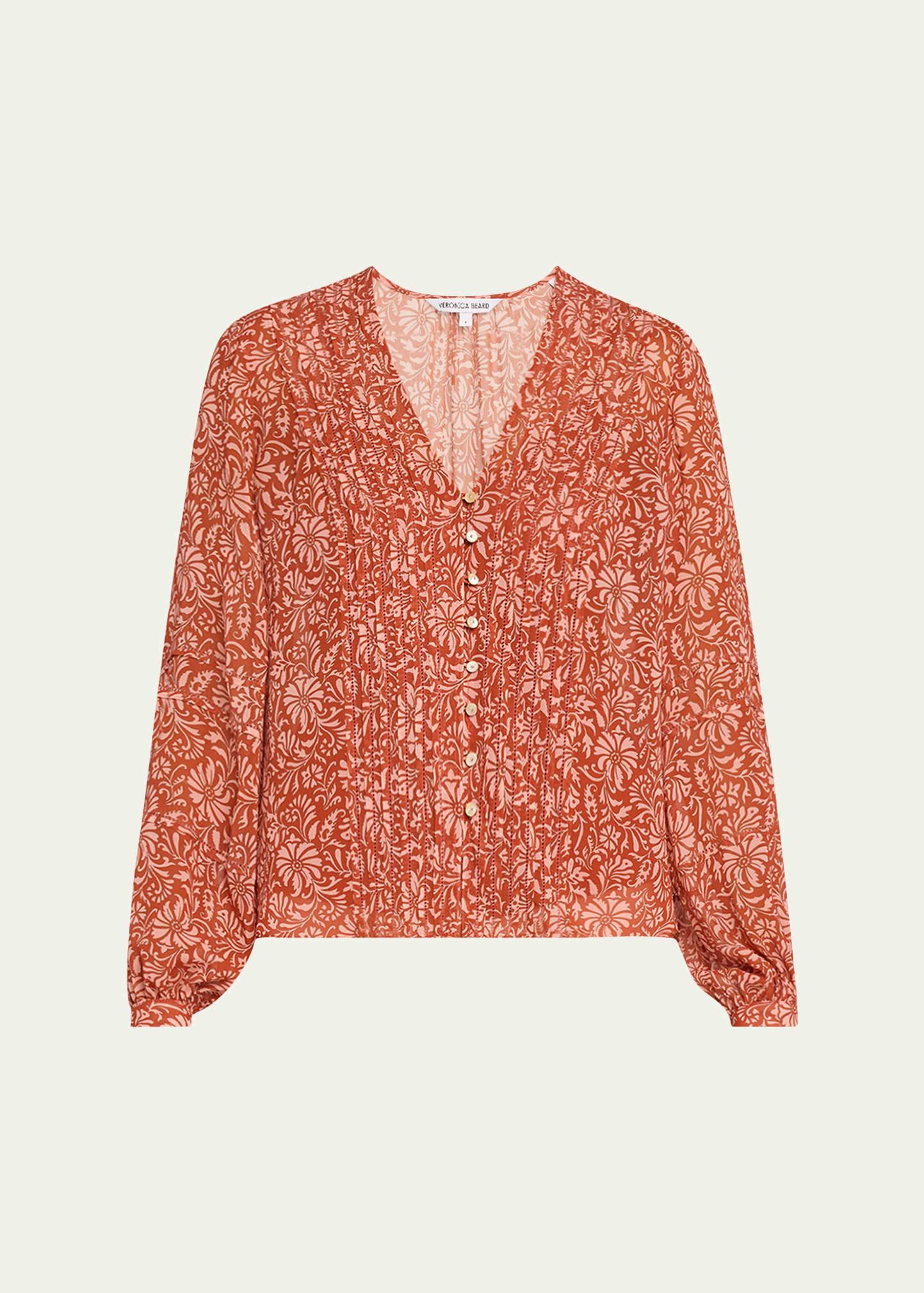 calvin printed long-sleeve blouse