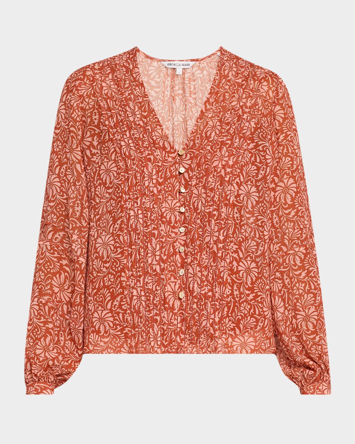 calvin printed long-sleeve blouse