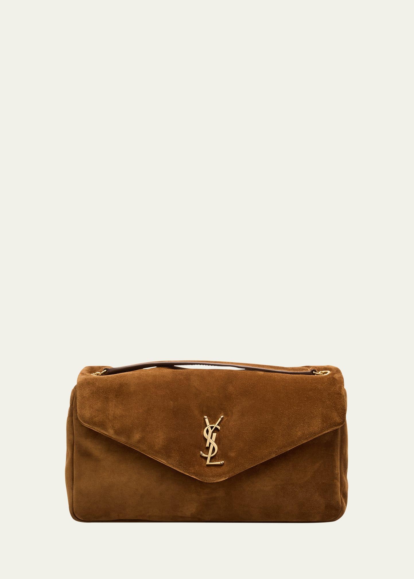 calypso large ysl chain shoulder bag in suede