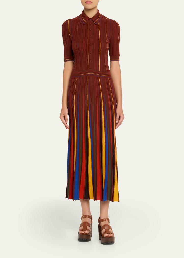 calypso pinstripe merino dress