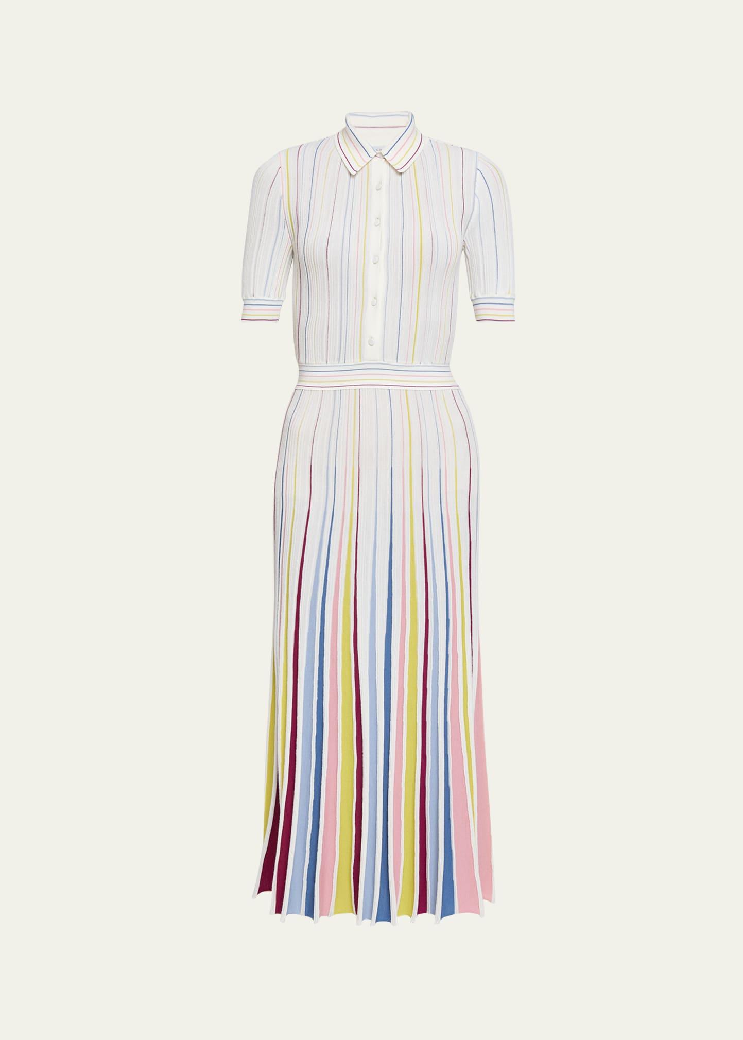 calypso pinstripe pleated merino wool dress
