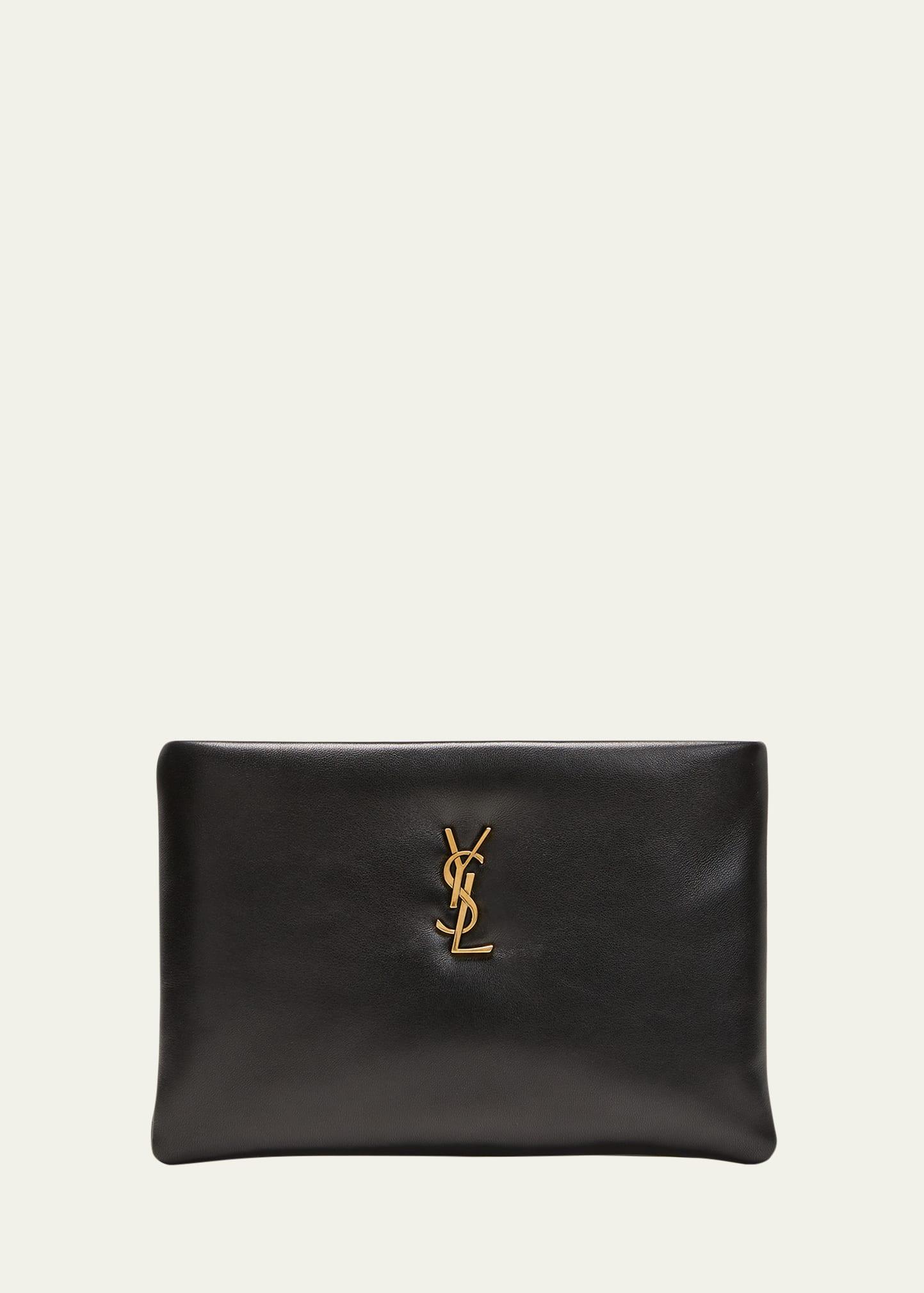 calypso small ysl clutch bag in smooth padded leather