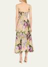 calypso sweetheart bustier floral linen midi dress