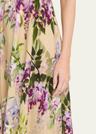 calypso sweetheart bustier floral linen midi dress