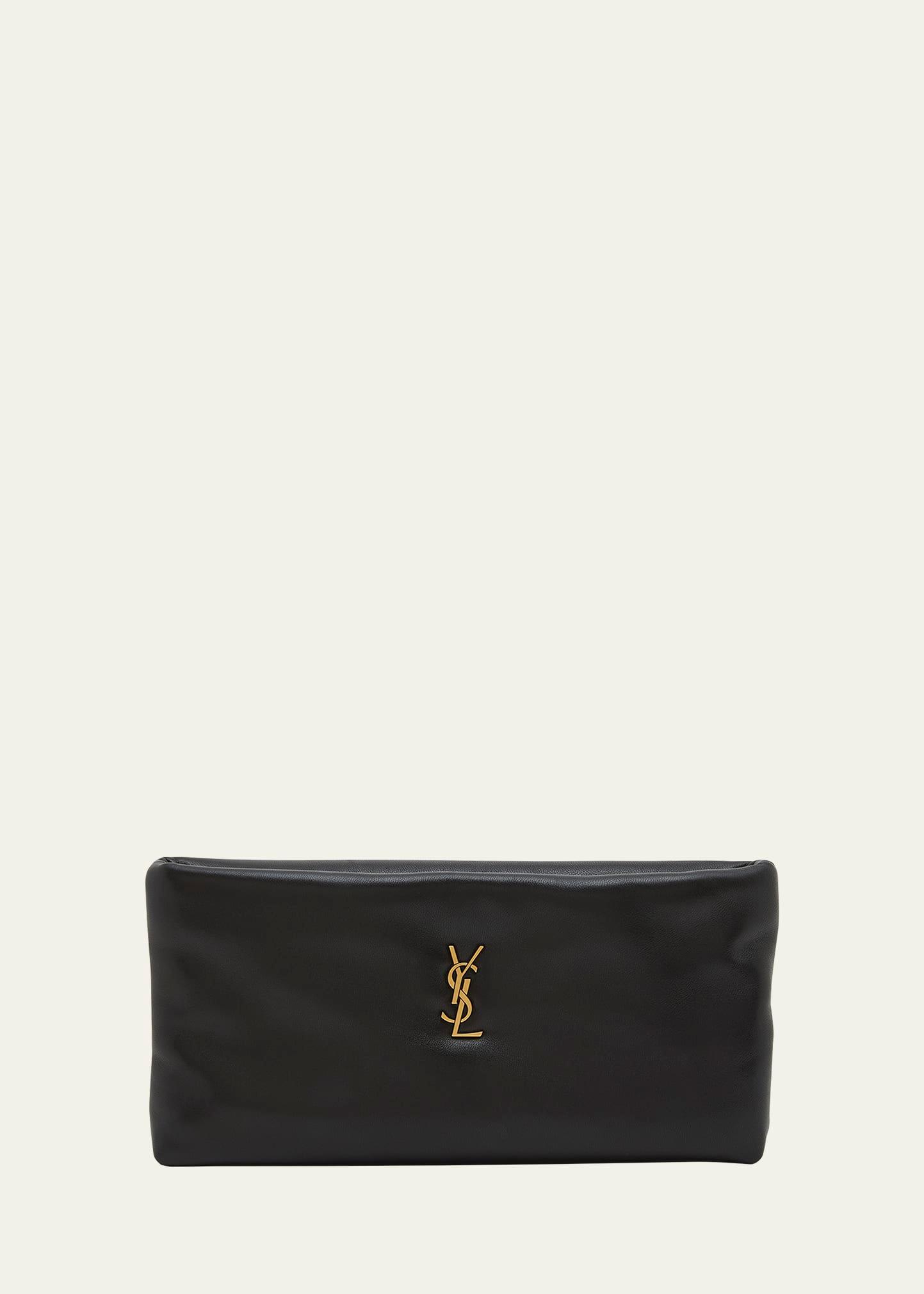 calypso ziptop ysl clutch bag in smooth padded leather