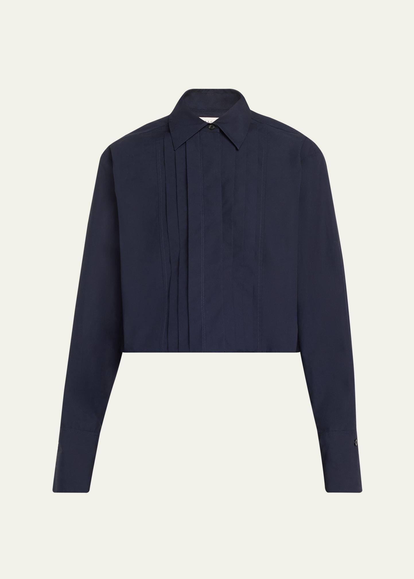 cam pleated long-sleeve top
