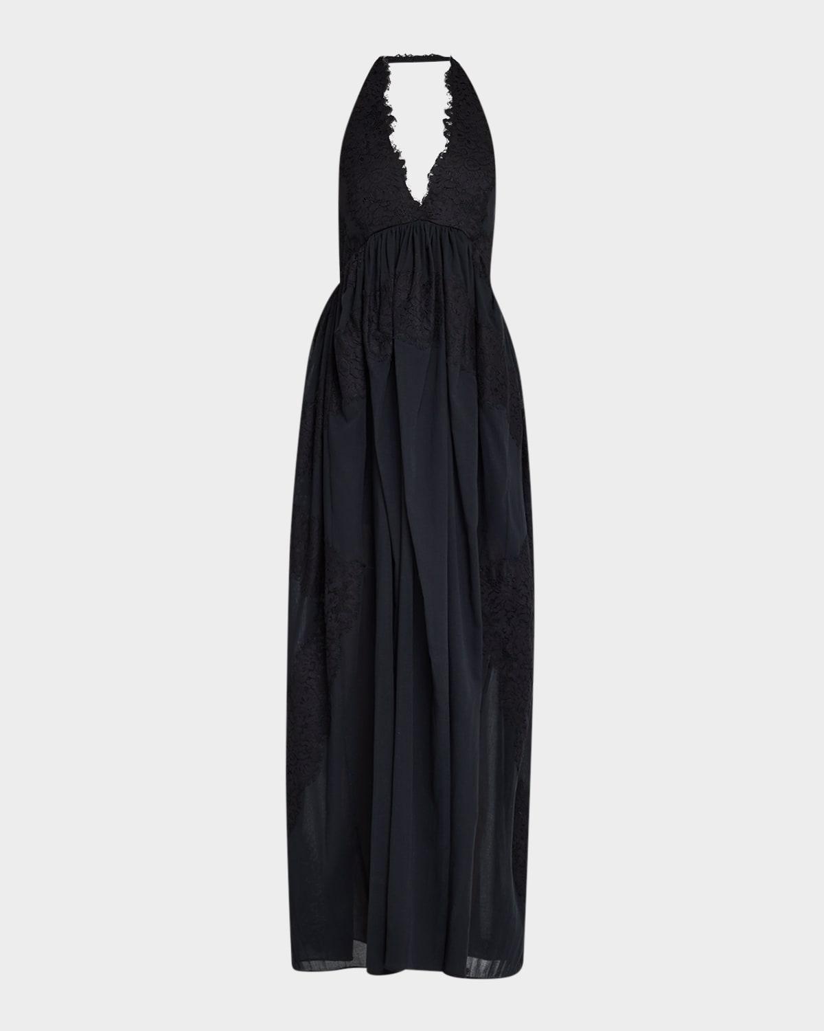 cambrie lace halter maxi dress