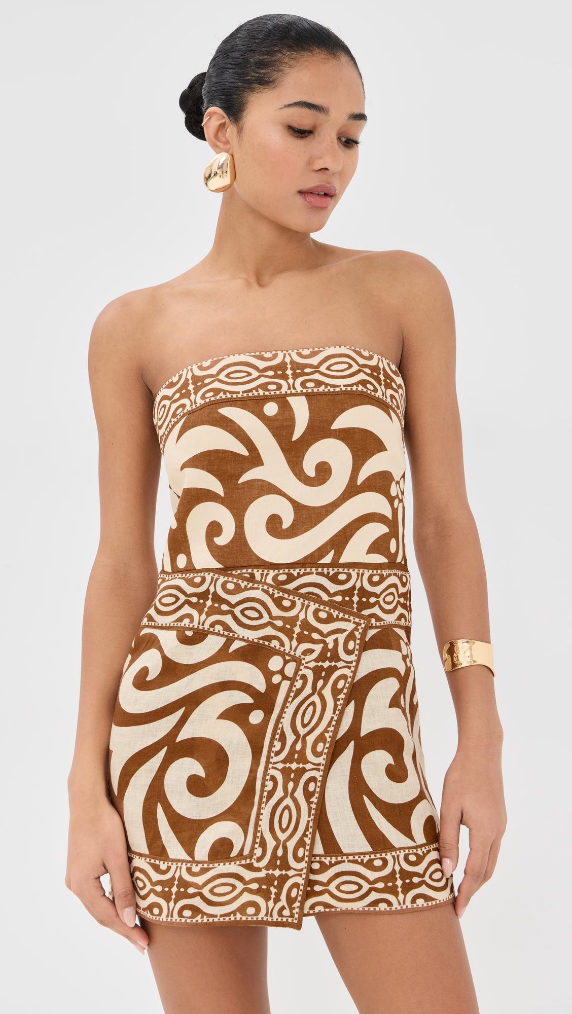 camel ecru raíz ritual mini dress