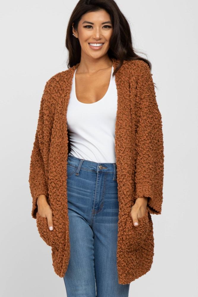 camel soft popcorn knit cardigan
