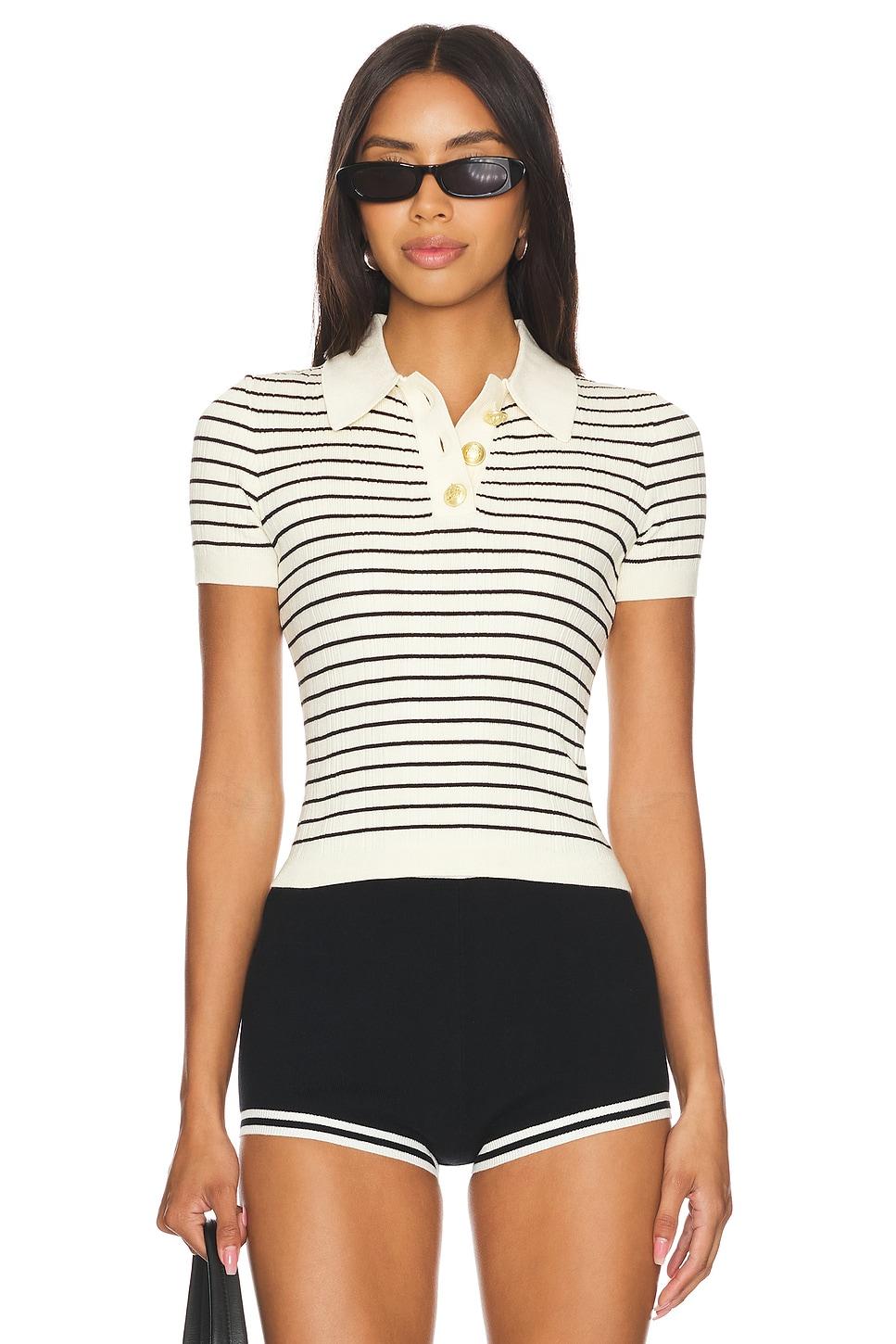 camelia stripe short sleeve polo