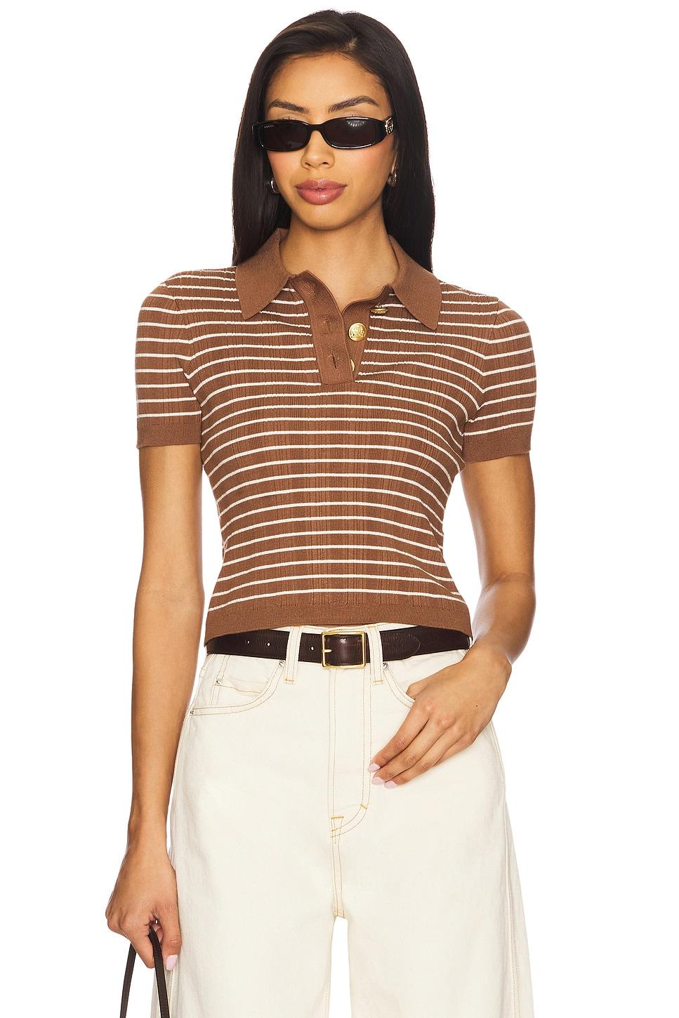 camelia stripe short sleeve polo