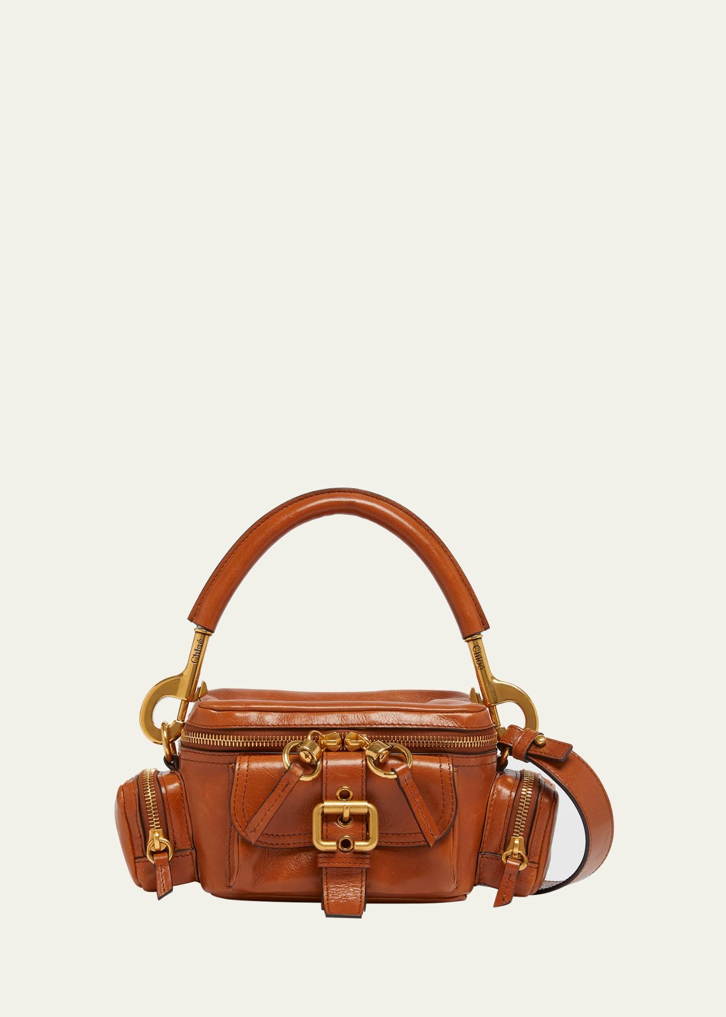 camera bag small in natural shiny calfskin