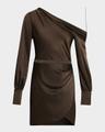 cameron draped one-shoulder mini dress