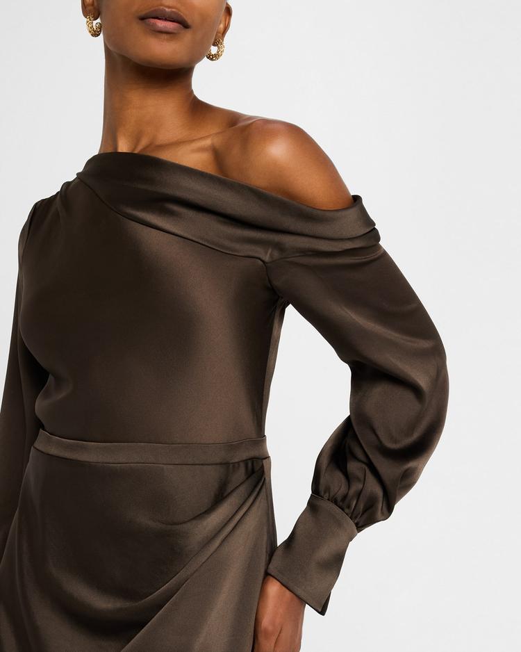 cameron draped one-shoulder mini dress