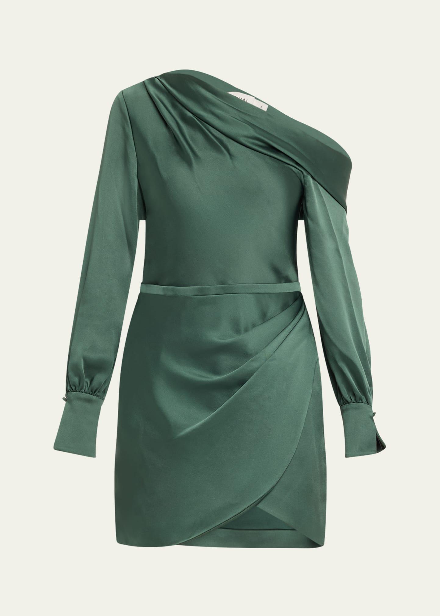 cameron draped one-shoulder mini dress