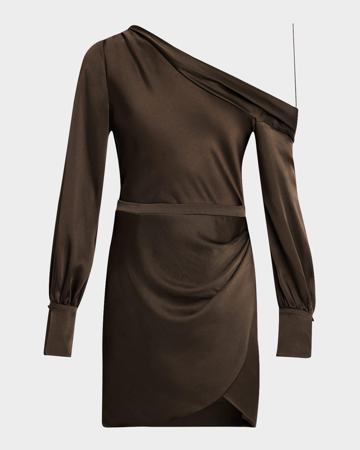 cameron draped one-shoulder mini dress