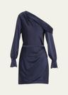 cameron one-shoulder wrap-skirt satin mini dress