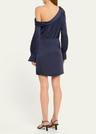 cameron one-shoulder wrap-skirt satin mini dress