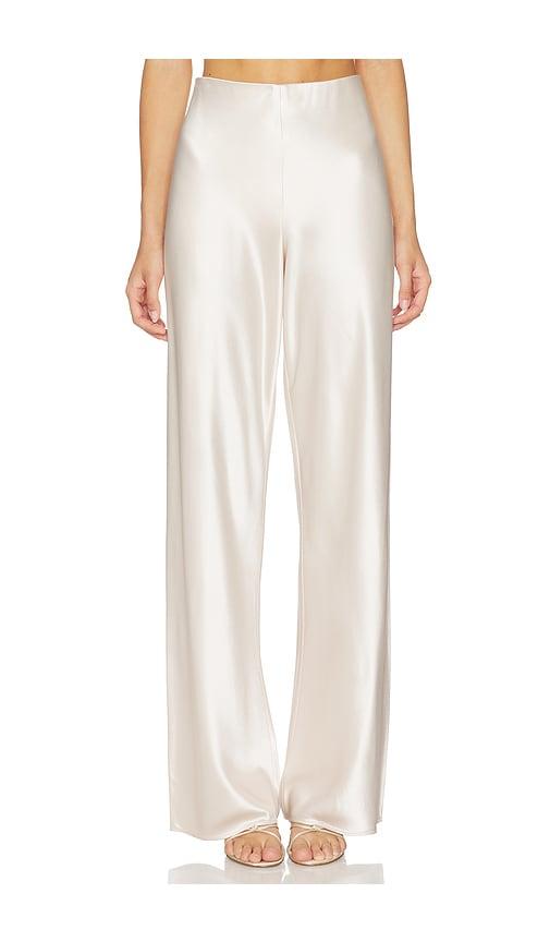 cami nyc bristol mid rise pant in white, brown.