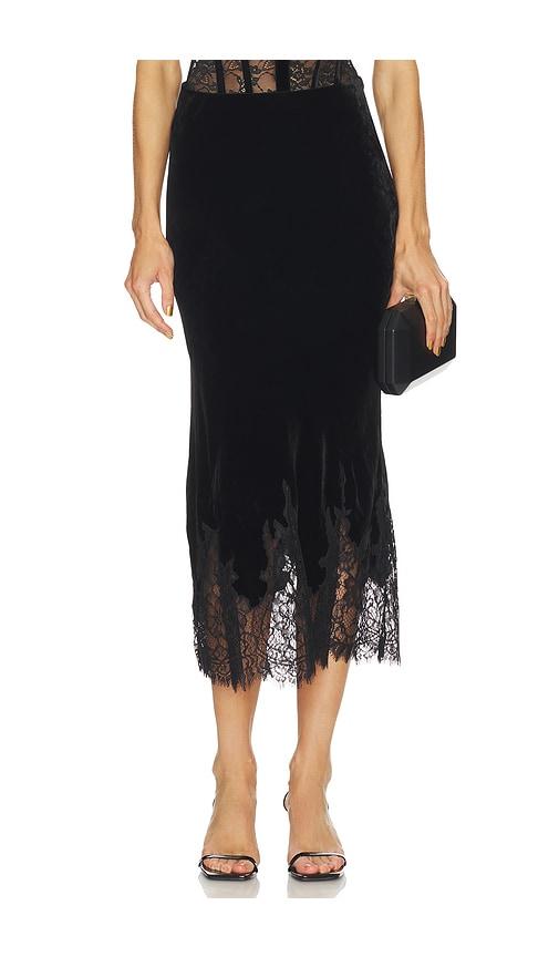 cami nyc georgiana velvet skirt in black.