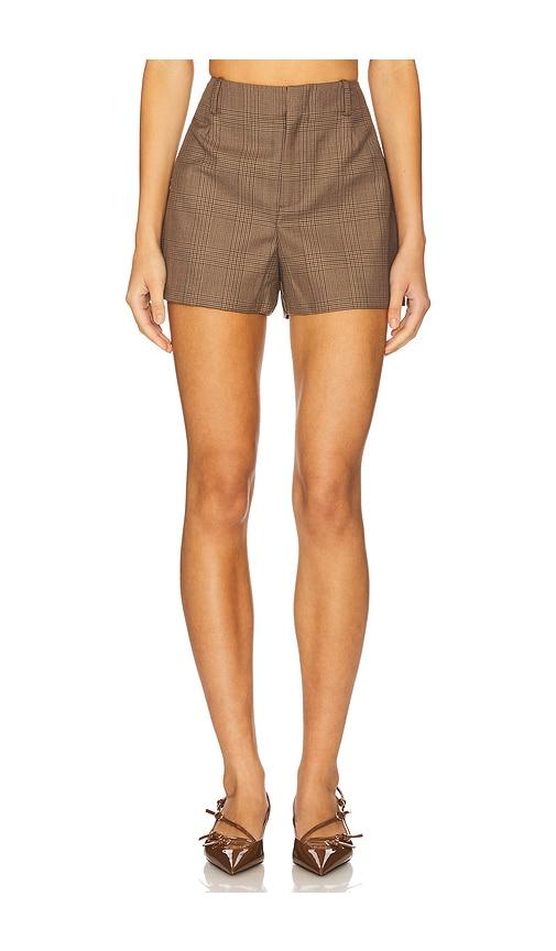 cami nyc jolie plaid short in brown.