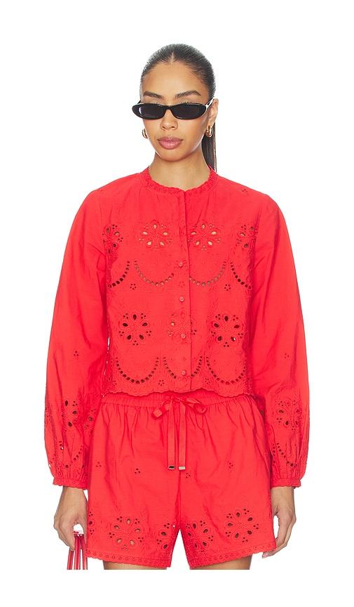 cami nyc kalena cotton blouse in red.