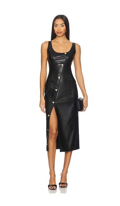 cami nyc kirby faux leather dress in black.