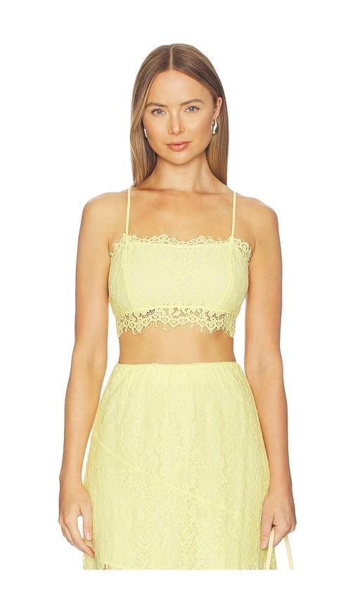 cami nyc sofie lace cropped camisole in yellow.