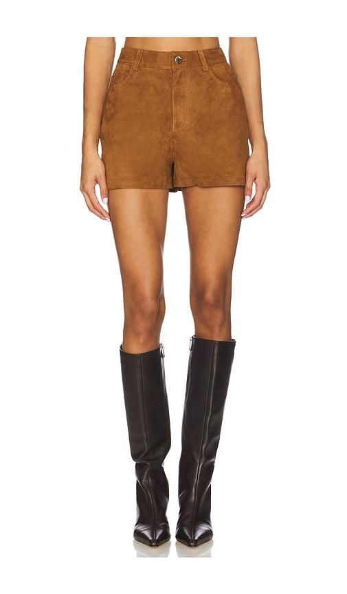 cami nyc travis suede short in cognac.