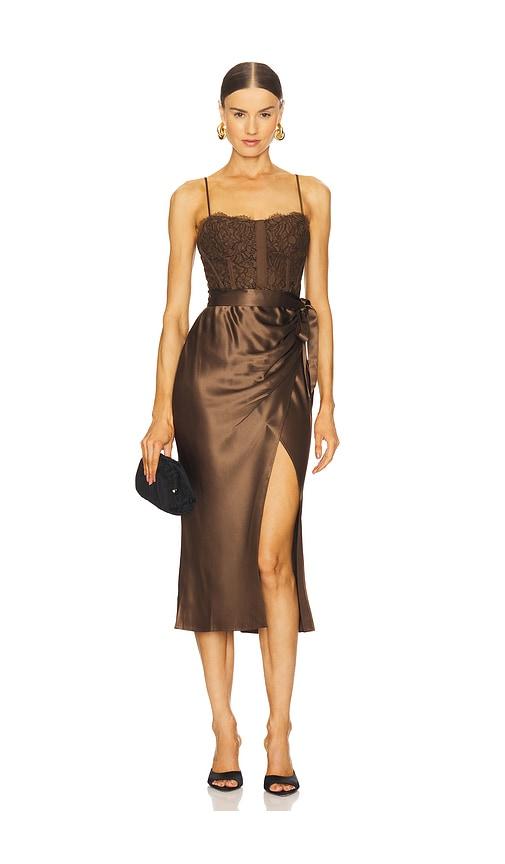 cami nyc tricia dress in brown.