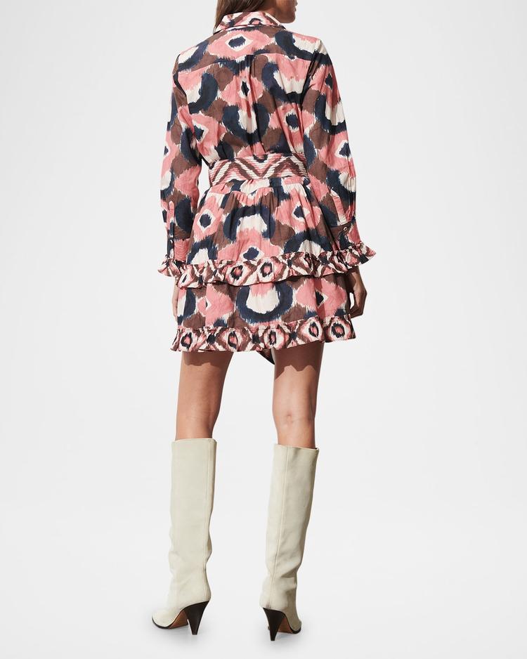 cami tiered-ruffle belted mini shirtdress