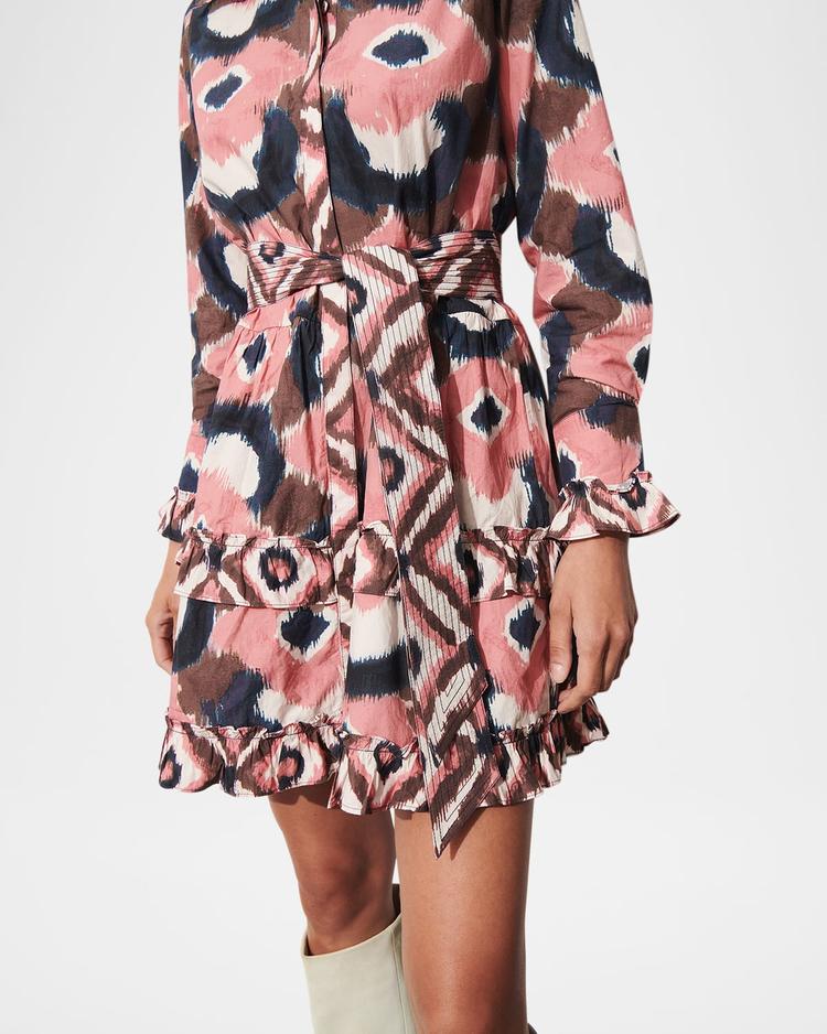 cami tiered-ruffle belted mini shirtdress