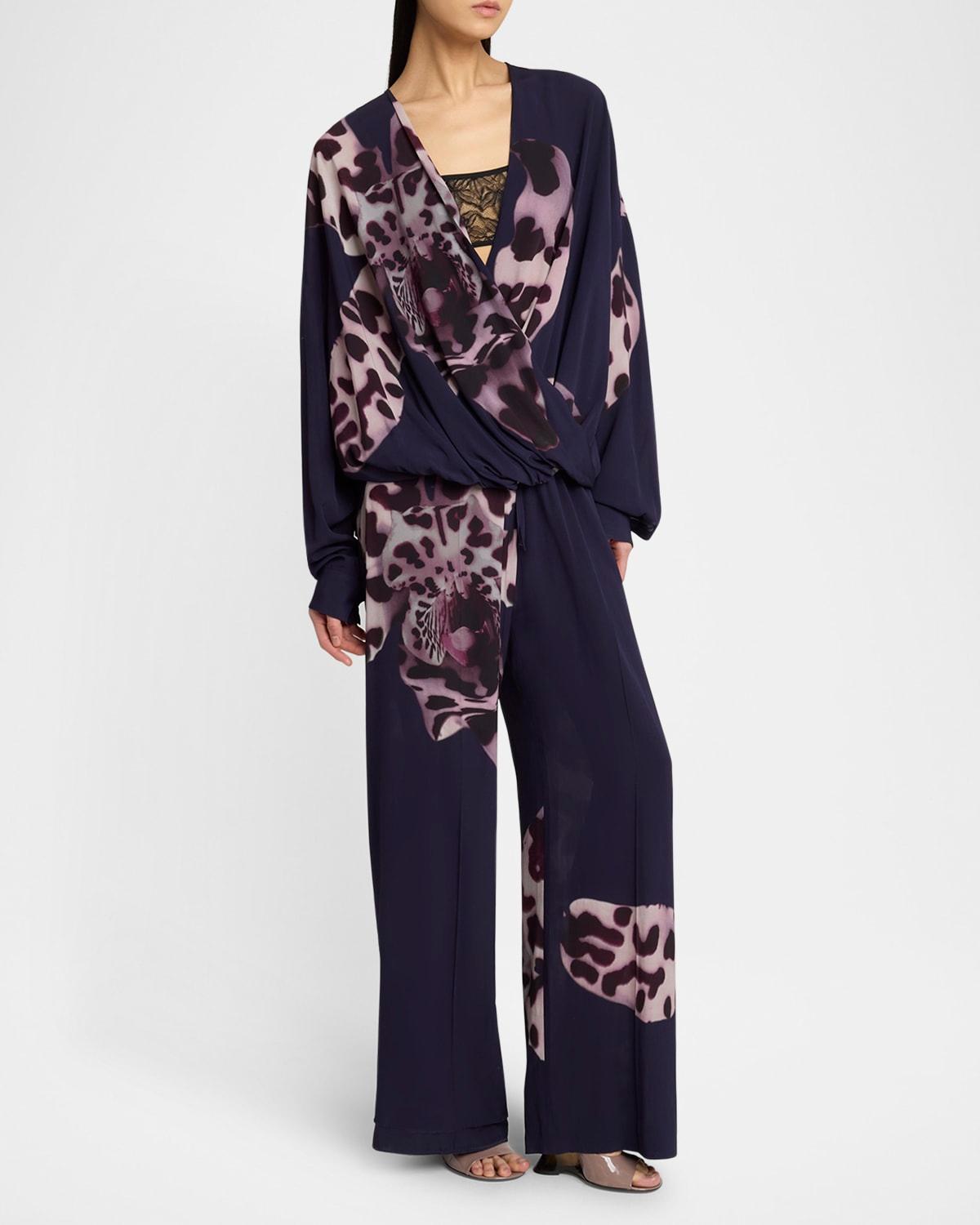 camiel draped flower print blouse