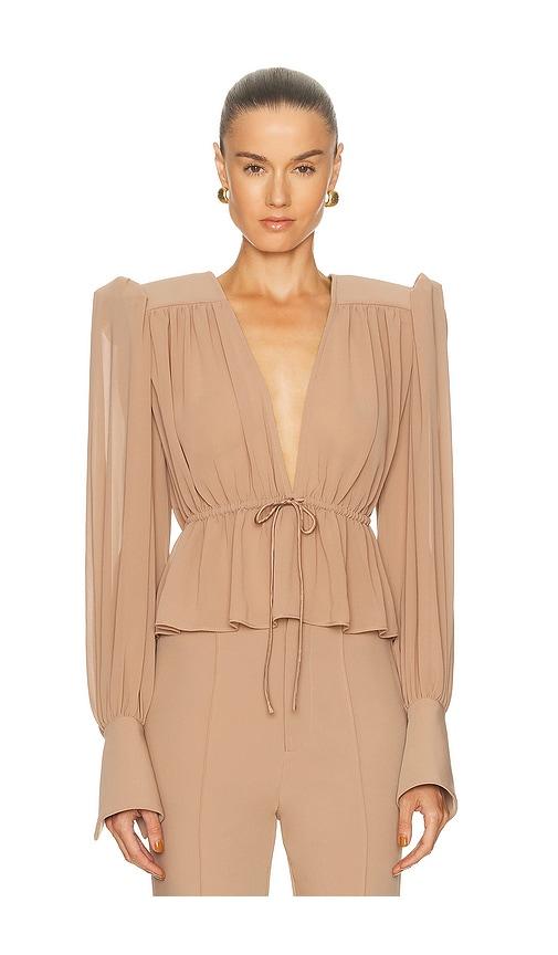 camila coelho amada top in taupe.