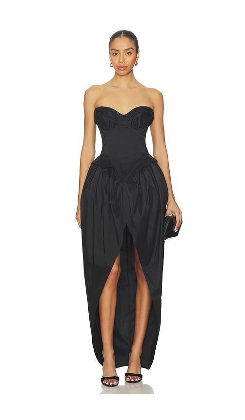 camila coelho amaranta maxi dress in black.
