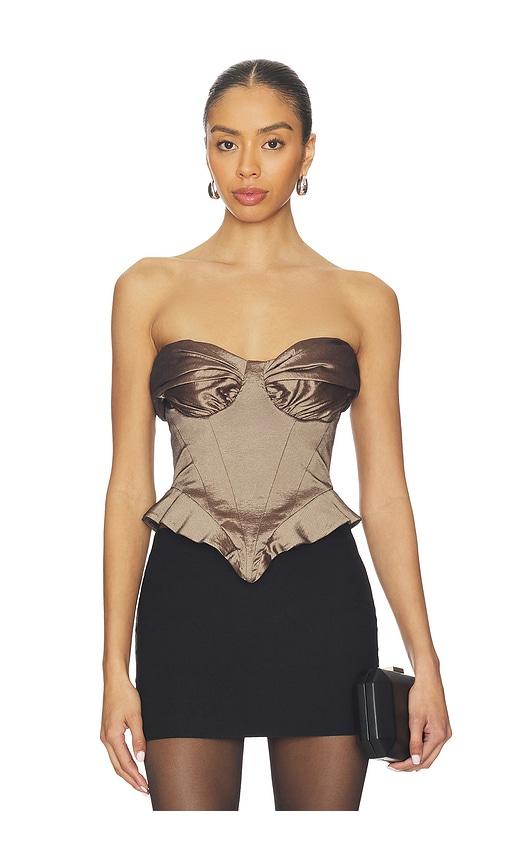 camila coelho amaranta top in metallic bronze.