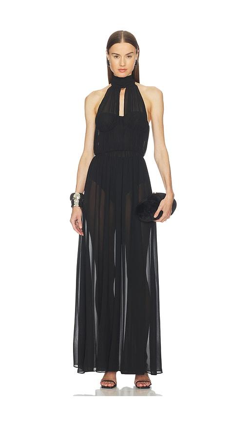 camila coelho arlette gown in black.