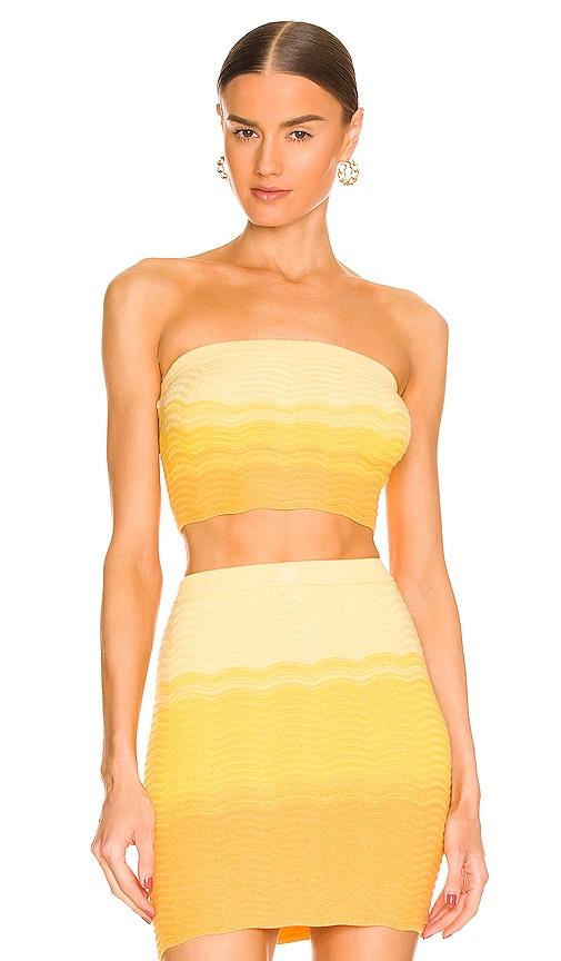 camila coelho avalon knit top in yellow.